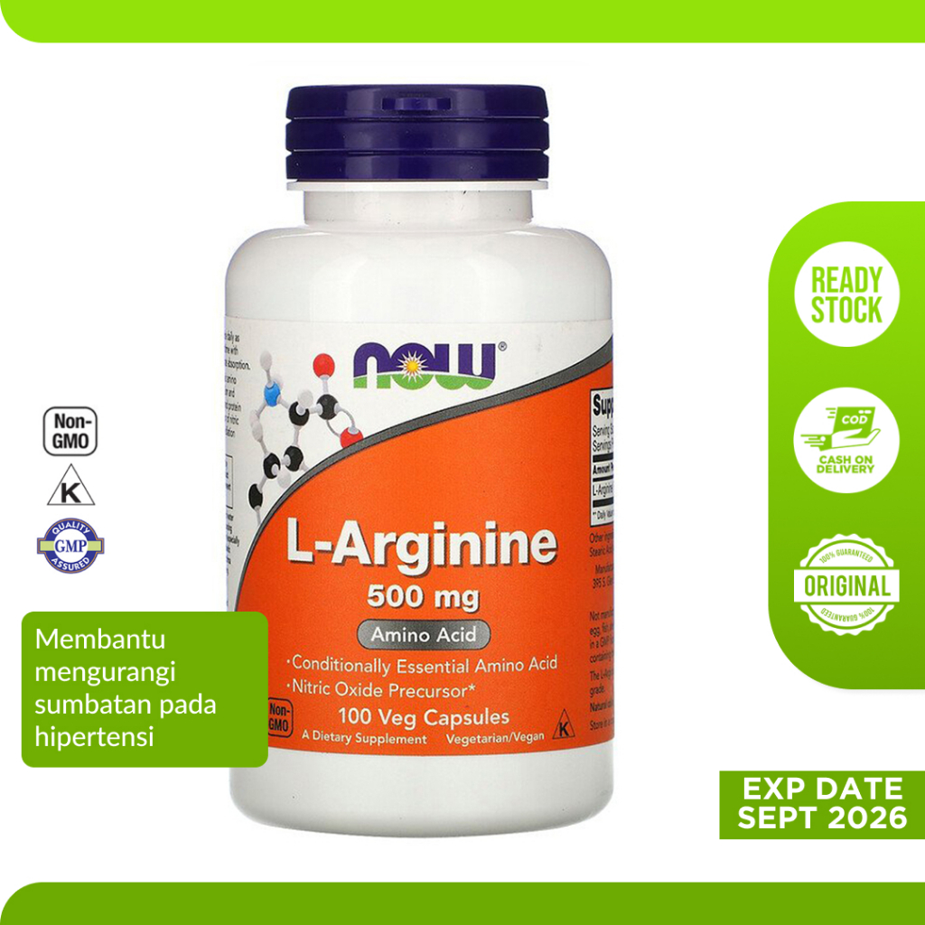 Jual NOW Foods Vitamin LArginine 500 mg 100 Kapsul Shopee Indonesia