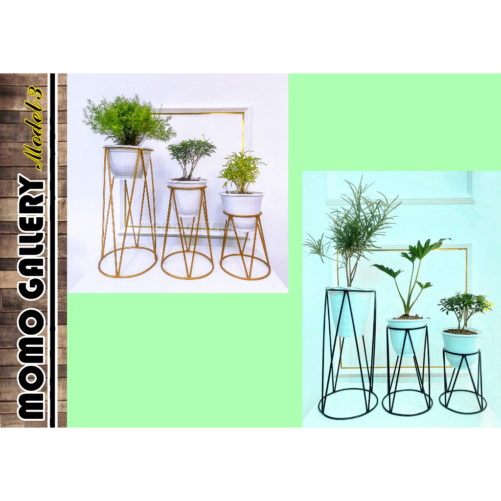 Jual Standing Pot Besi Aesthetic Bulat Segitiga | Shopee Indonesia