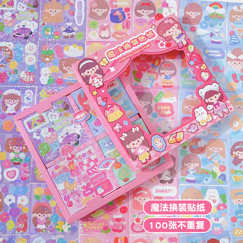 Jual Stiker Box Momo 1 Box isi 100 Lembar Sticker Glitter | Shopee ...