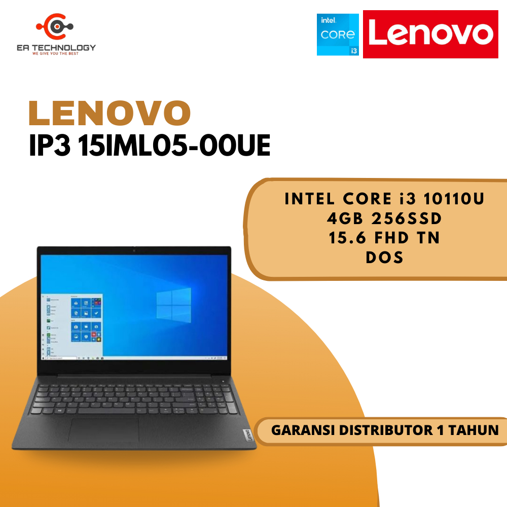 Jual LENOVO IP3 15IML05-00UE Intel Core i3 10110U 4GB DDR4 256SSD 15.6 ...
