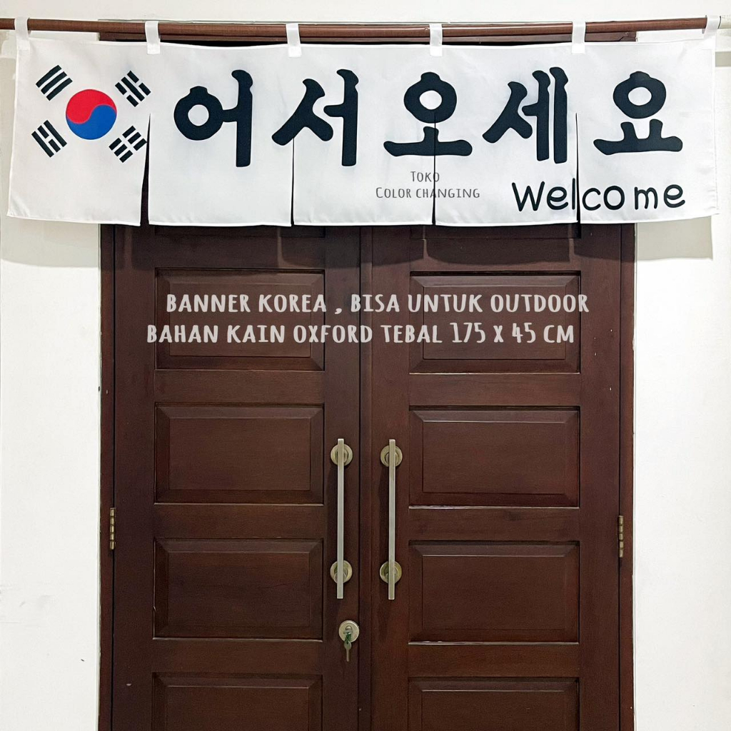 Jual banner korea welcome dekorasi kain oxford tebal 175 x 45 cm ...