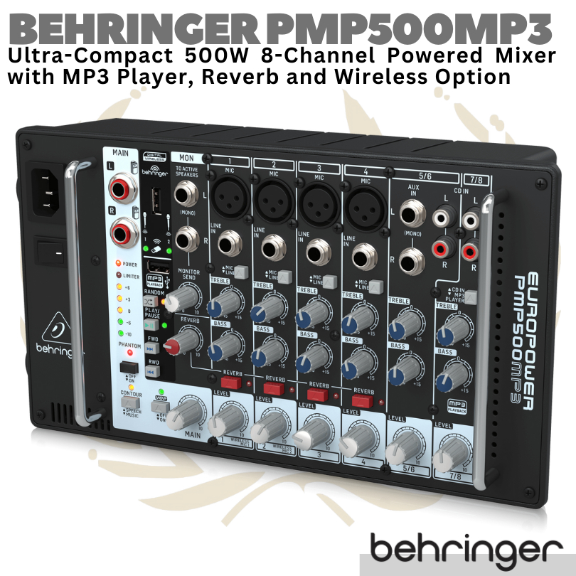 Jual BEHRINGER EUROPOWER PMP500MP3 8 channel 500W Powered Audio Mixer