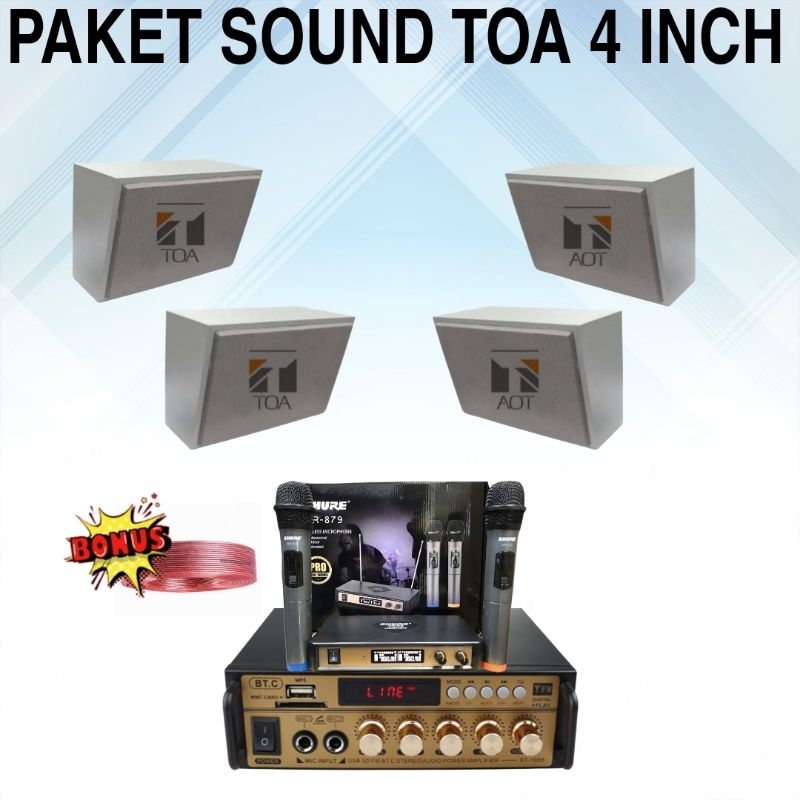 Jual PAKET KARAOKE 4 SPEAKER TOA 4 INCH SOUND SYSTEM CAFE DAN RESTO