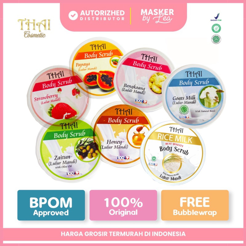 Jual THAI Body Scrub Whitening Goat Milk Rice Zaitun Papaya Honey