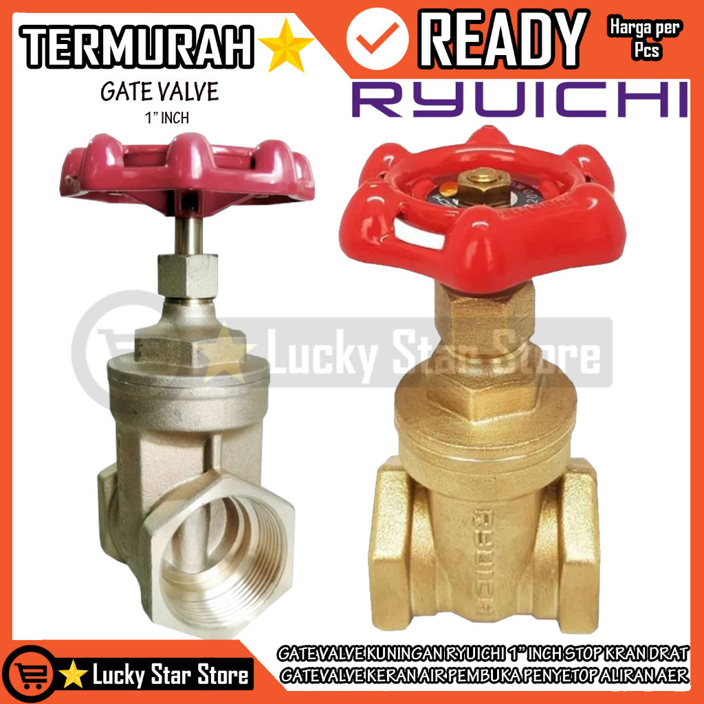 Jual Gatevalve Derat Stopkran Gate Valve Kuningan Ryuichi Inch Drat