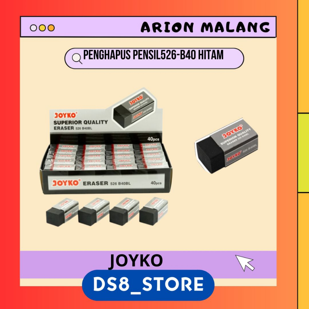 Jual Penghapus Pensil / Eraser Hitam 526-B40 JOYKO | Shopee Indonesia