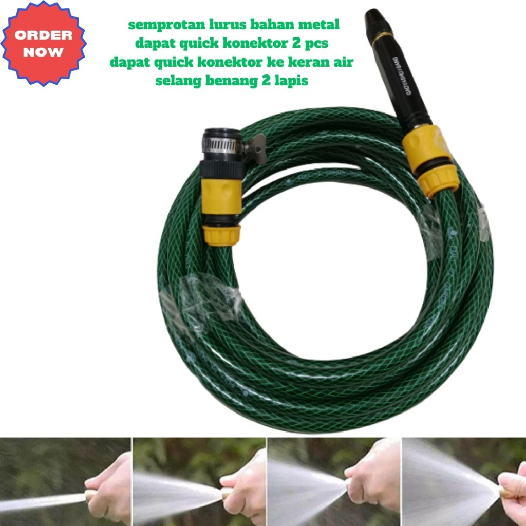 Paket Semprotan Cuci Motor Mobil Kebun Taman Selang Air Benang Free Quick Keran Air