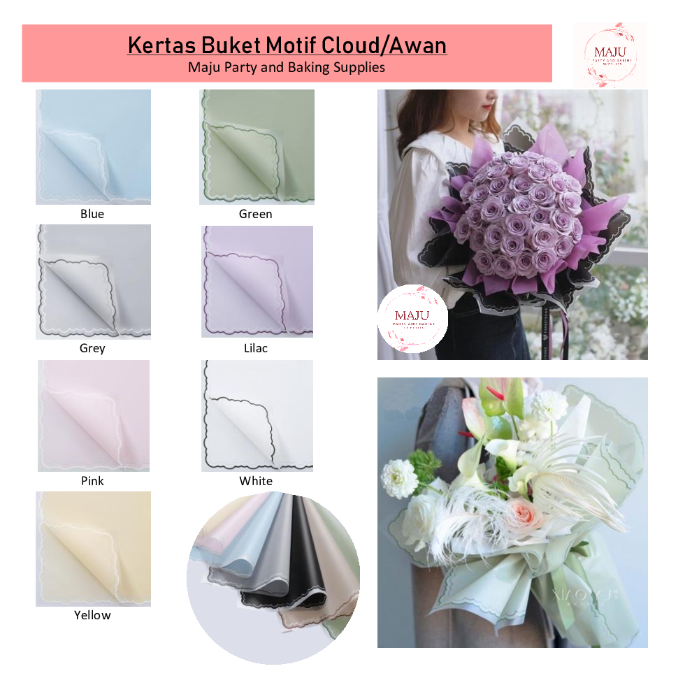 Jual (20 lembar per pax) Kertas Buket Motif Awan / Flower Wrapping ...