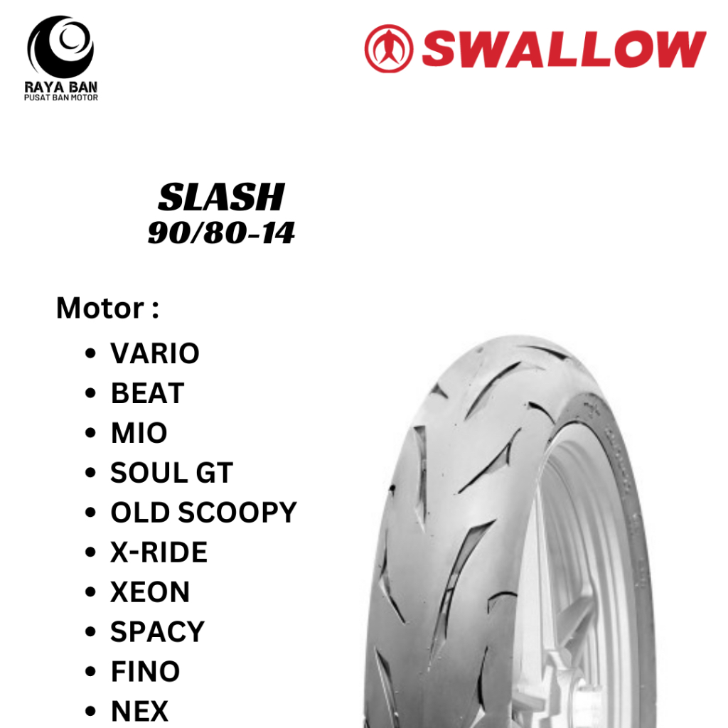 Jual Ban Motor Swallow Slash 90/80-14 TL (Pro Series) | Shopee Indonesia