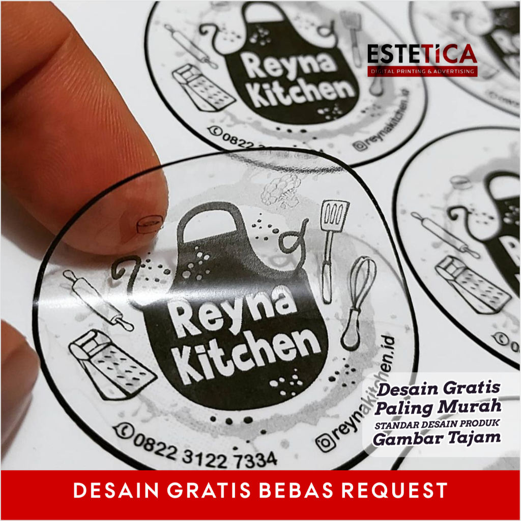 Jual Cetak print sticker stiker label transparan bening vinyl Anti air ...