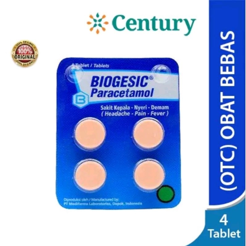 Jual Biogesic 500mg 4 Tablet / Demam / Sakit Kepala / Nyeri / Sakit ...