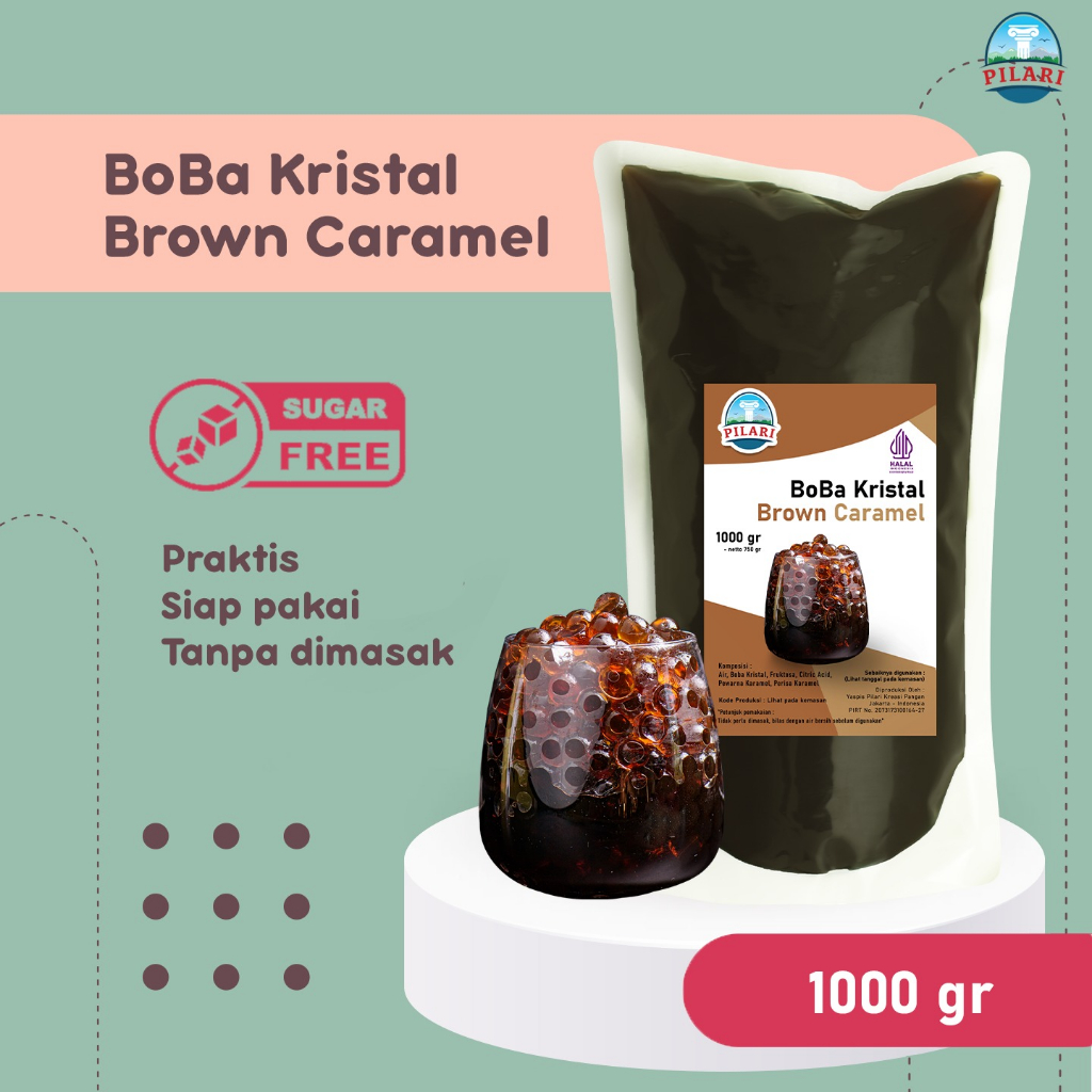 Jual BOBA KRISTAL BROWN CARAMEL 1KG /1000GR/ JELLY BOBA PRAKTIS SIAP SAJI Shopee Indonesia