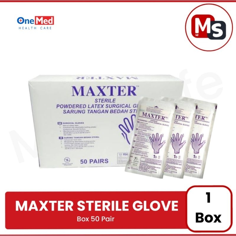 Jual Sarung Tangan Sterile Maxter Handscoon Steril Latex Powder Box