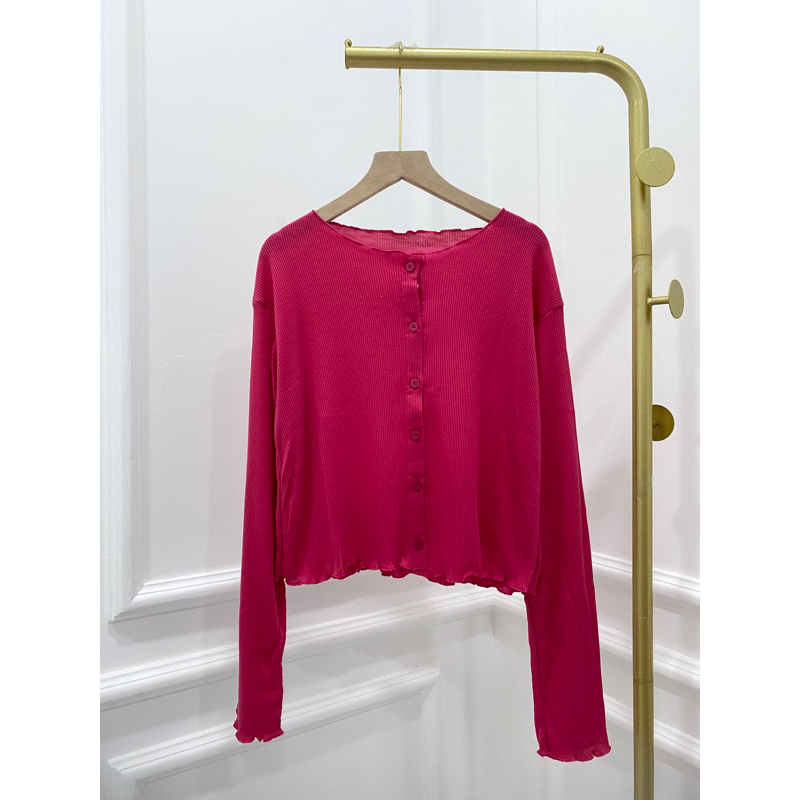 Jual CARDIGAN CROP RAJUT KOREAN OOTD MODEL KANCING RIB MODELLANO ...
