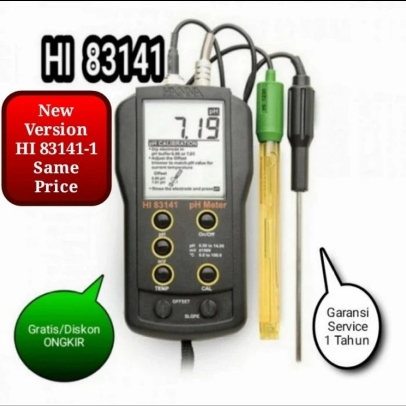 Jual HI-83141 pH Meter with Electrode and Temperature Probe HI83141 ...