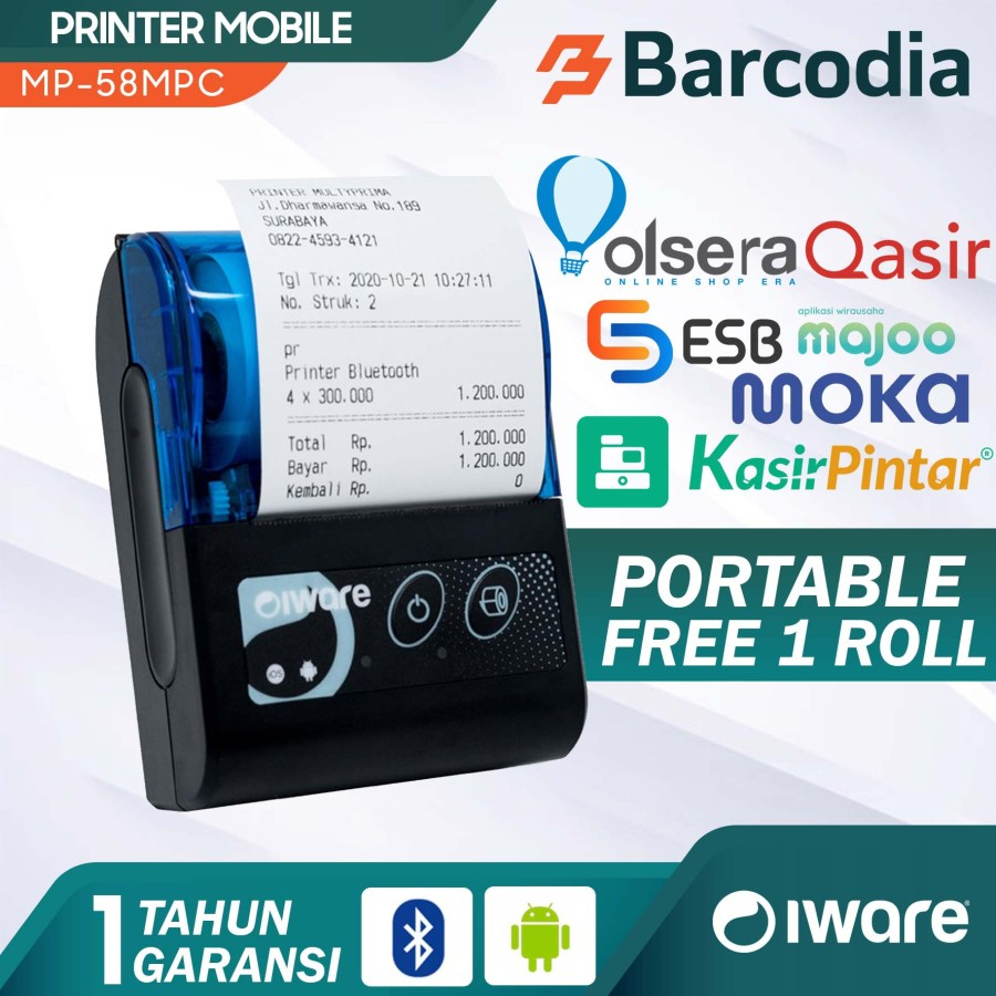 Jual Mini Printer Bluetooth Ppob Kasir Thermal Mm Iware Mpc Usb