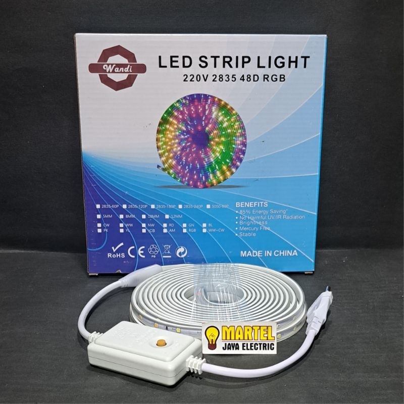 Jual Lampu led strip light 7 Meter 220v 2835 RGB WANDI | Shopee Indonesia