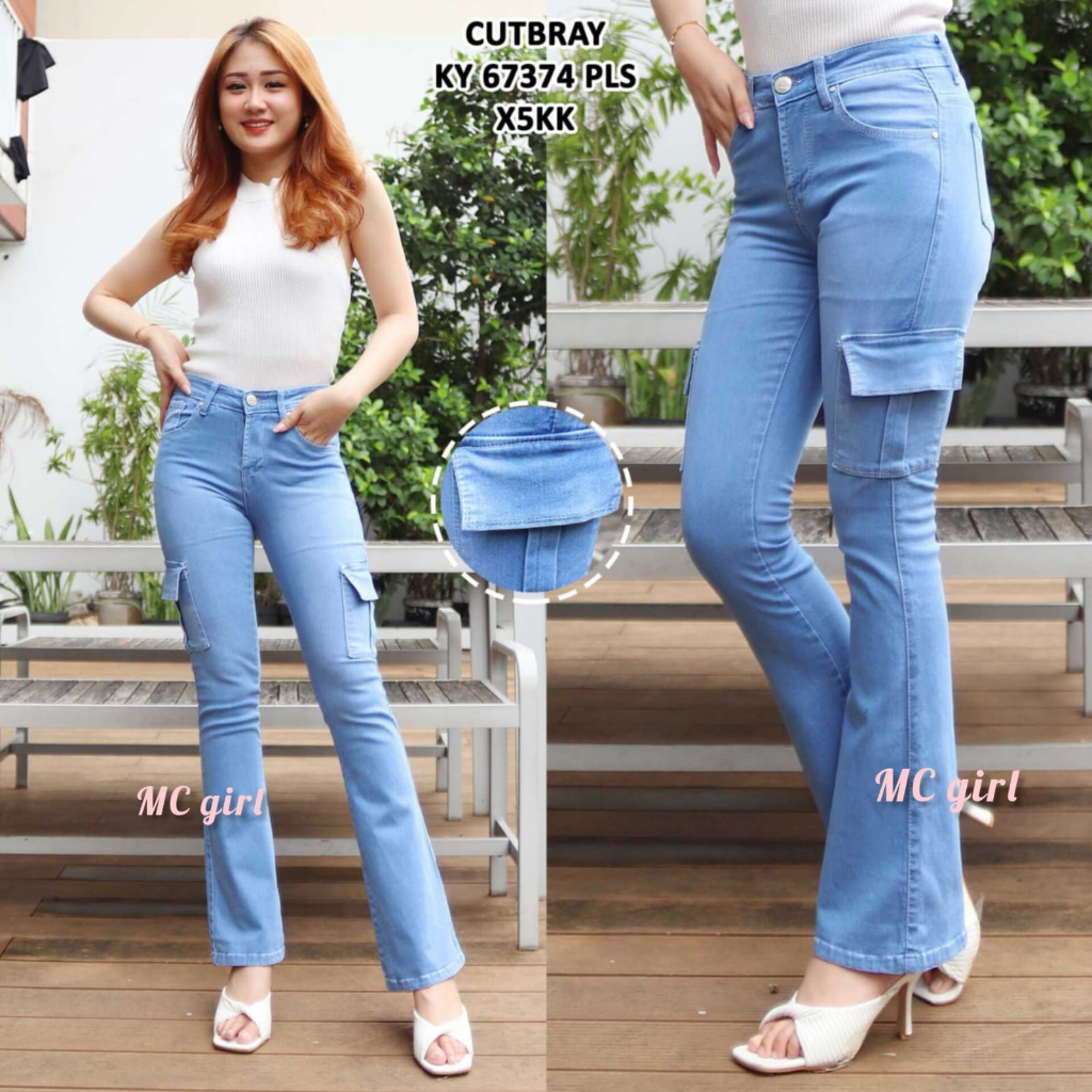 Jual ( Size 27 - 30 ) ( 8 WARNA ) MC girl - Celana Jeans Cutbray Cargo