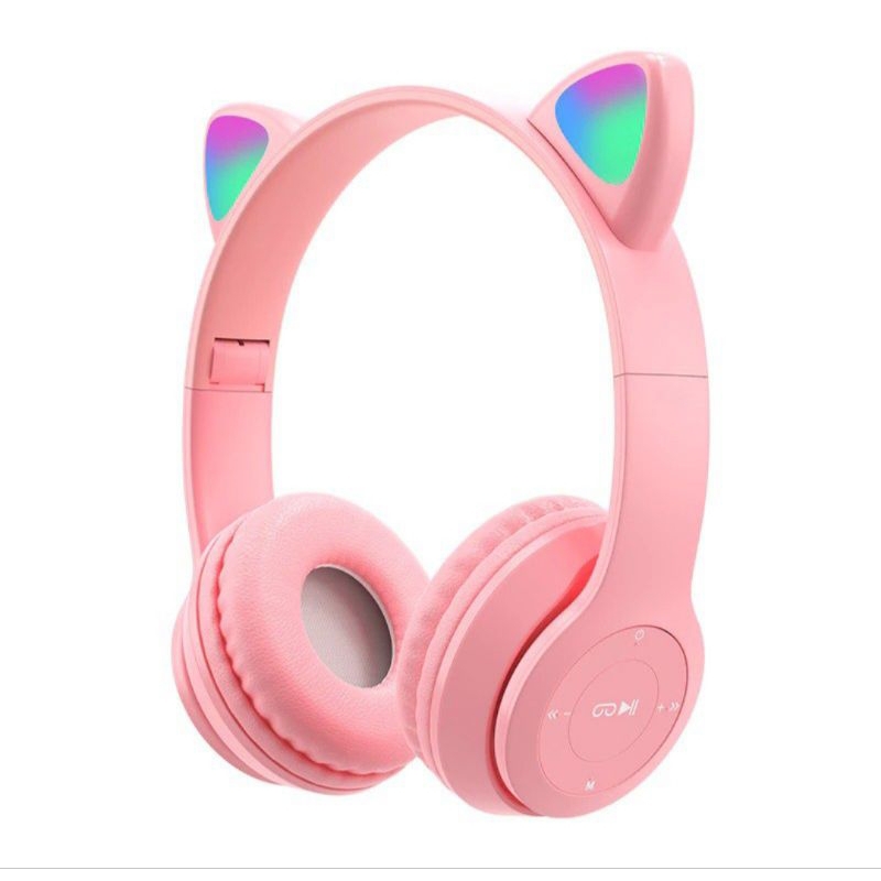 Jual Headset kucing colorful superbass gaming wireless bluetooth LED light Viral Shopee Indonesia