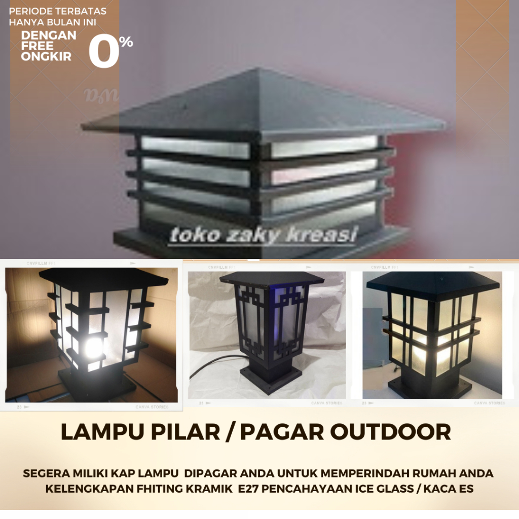 Jual lampu pilar pagar rumah taman minimalis instalasi listrik outdoor