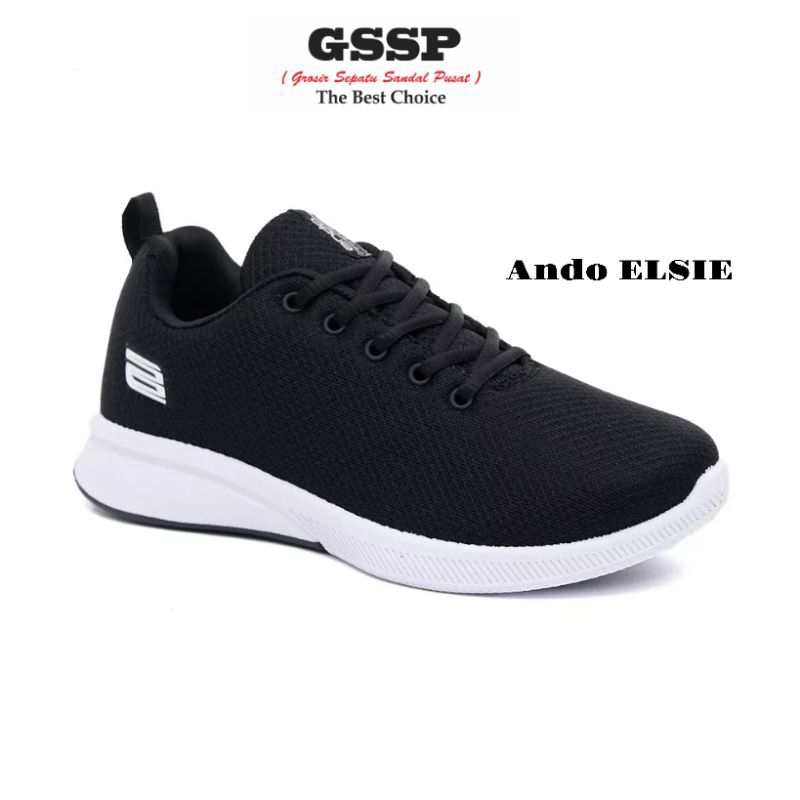 Sepatu Sneakers dewasa murah Sepatu Ando original REIN ,BSC ,ELSIE hitam  putih tali size 37-40
