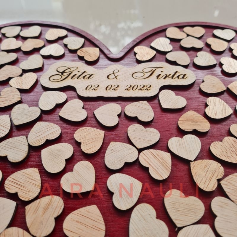 Jual Frame Heart Wooden Love Hati Kayu Buku Tamu Kartu Ucapan Wedding ...