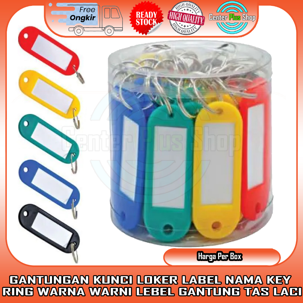 Jual 1 Box Gantungan Kunci Loker Label Nama Key Ring Warna Warni Lebel ...