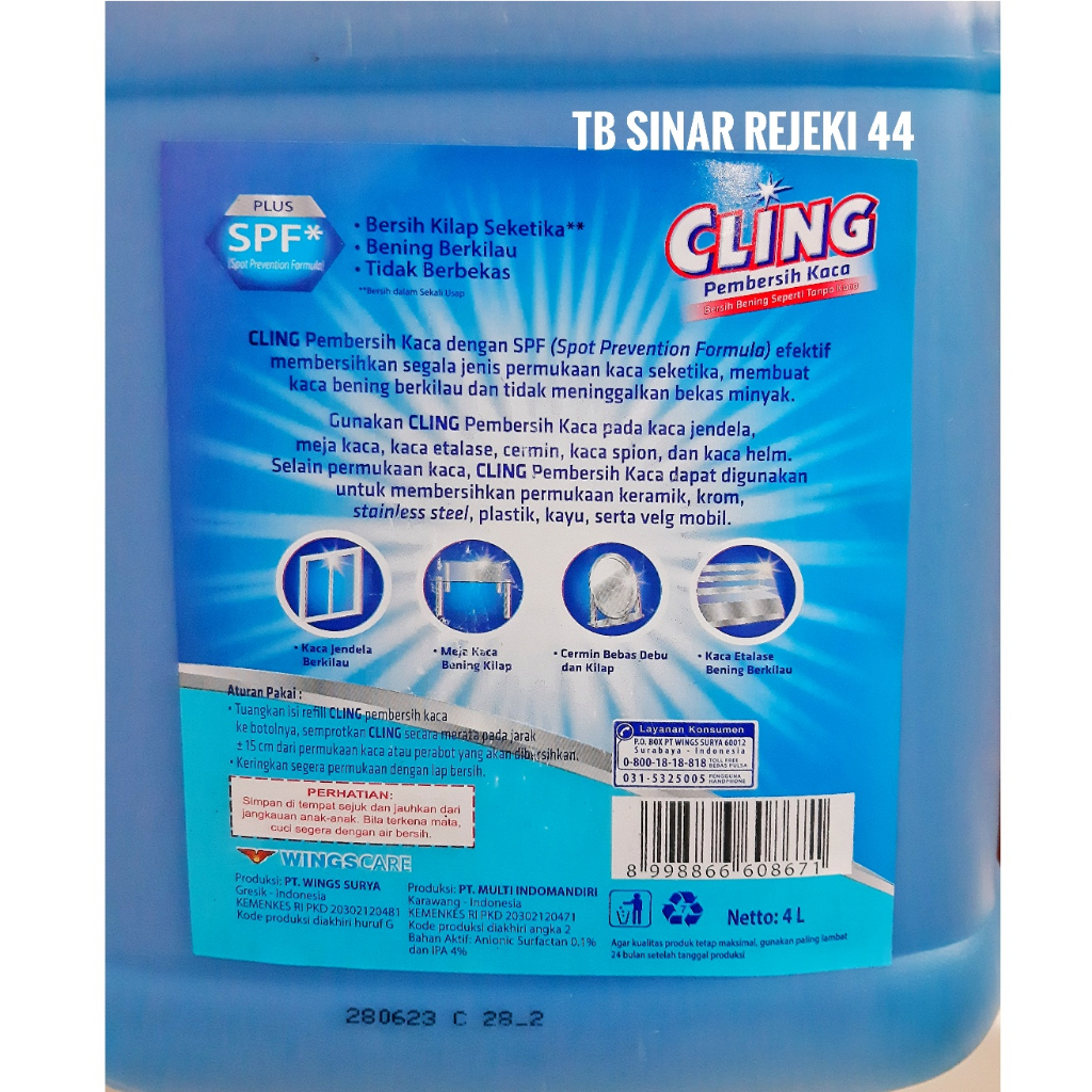 Jual NEW! CLING GLASS CLEANER 5 Liter Refill Jerigen Cairan Spray ...