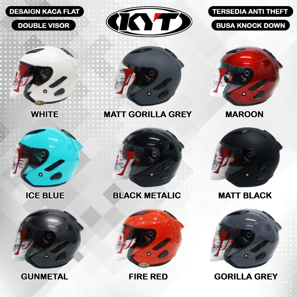 Jual HELM KYT NEW GALAXY FLAT R SOLID 8 PILIHAN WARNA DOUBLE VISOR HALF FACE KYT GALAXY KYT GALAXY FLAT R Shopee Indonesia