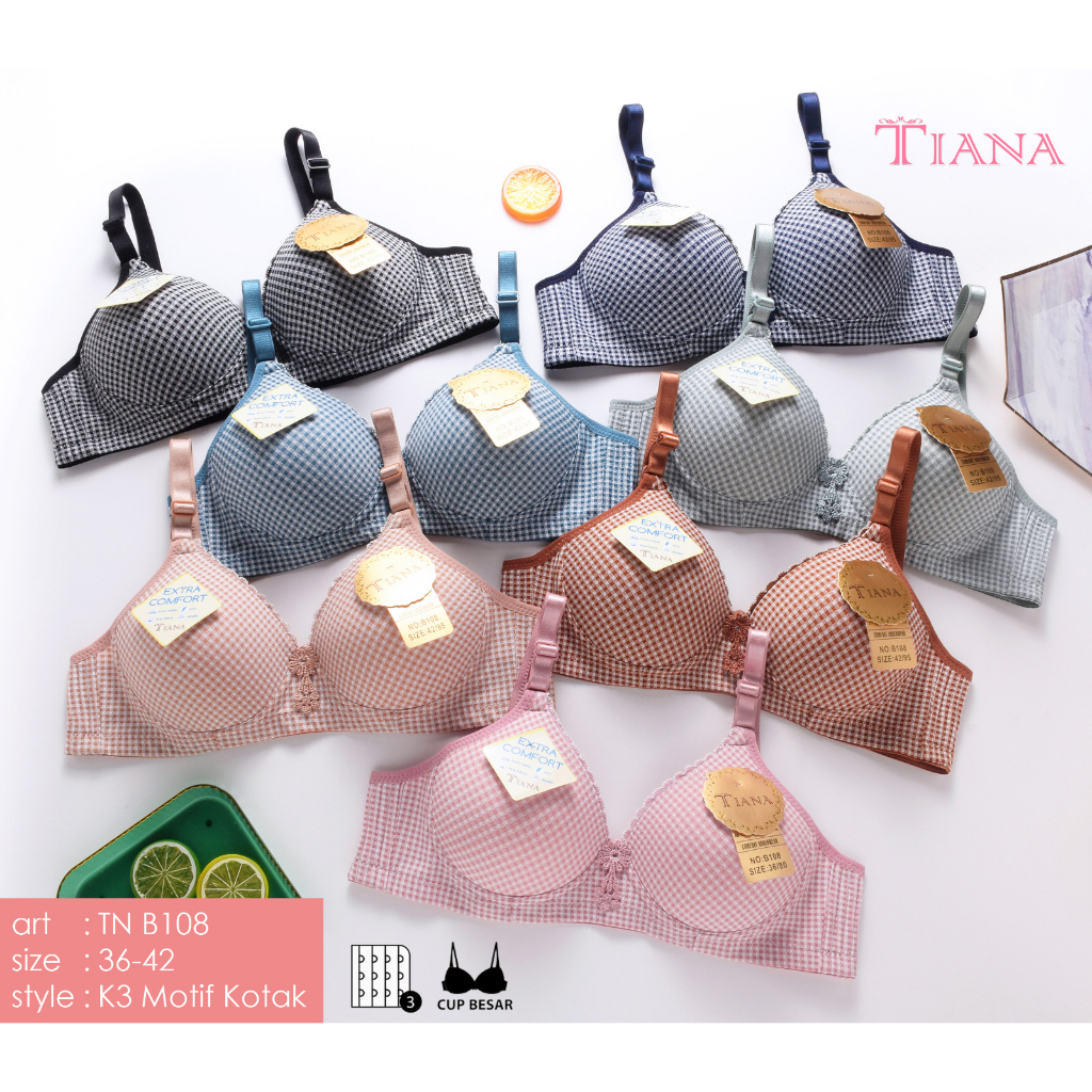 Jual Tiana Bra Cup Besar Kait Bra Motif Kotak Art Tn B Shopee Indonesia