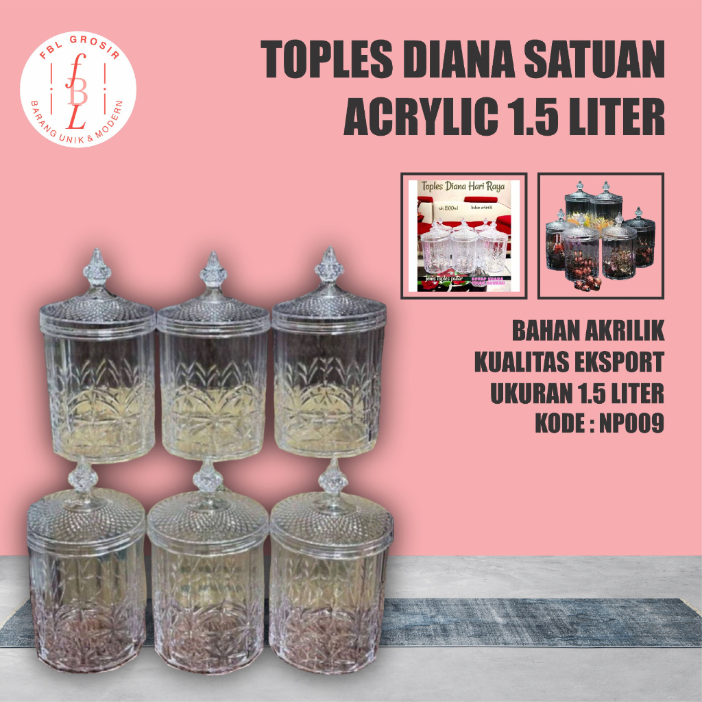 Jual TOPLES KUE LEBARAN DIANA 1,5L/ TOPLES PLASTIK AKRILIK/ TOPLES