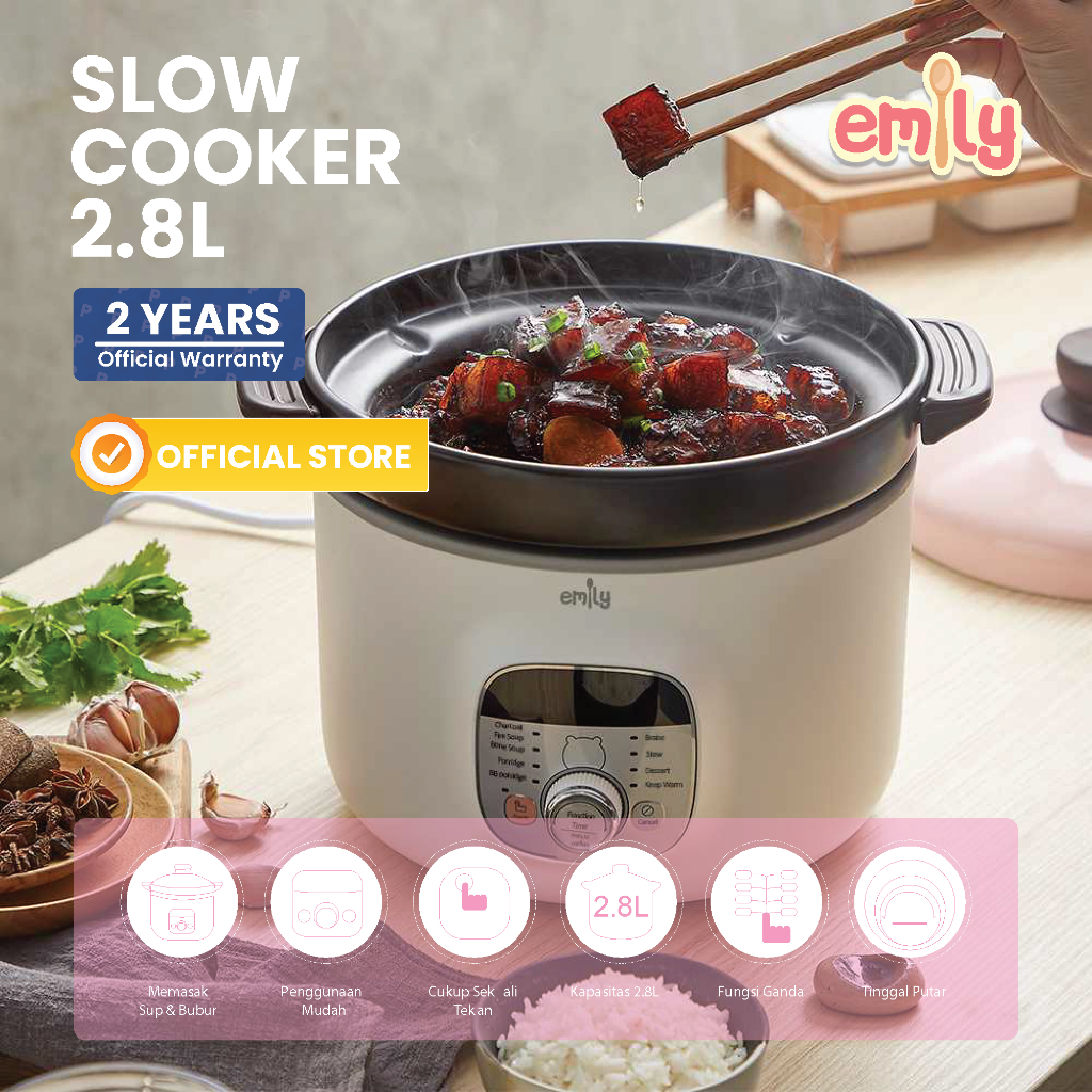 Jual EMILY Slow Cooker Clay Coated Pot 2.8L Baby & Family Food Maker