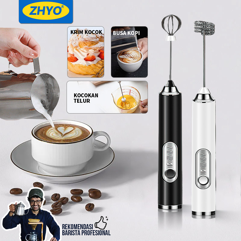 Electric Milk Frother, Usb Rechargeable Milk Frother And Mini Beater With  Dual Head Whisk, Stainless Steel Mixer For Coffee Cream Cappuccino Latte Coc