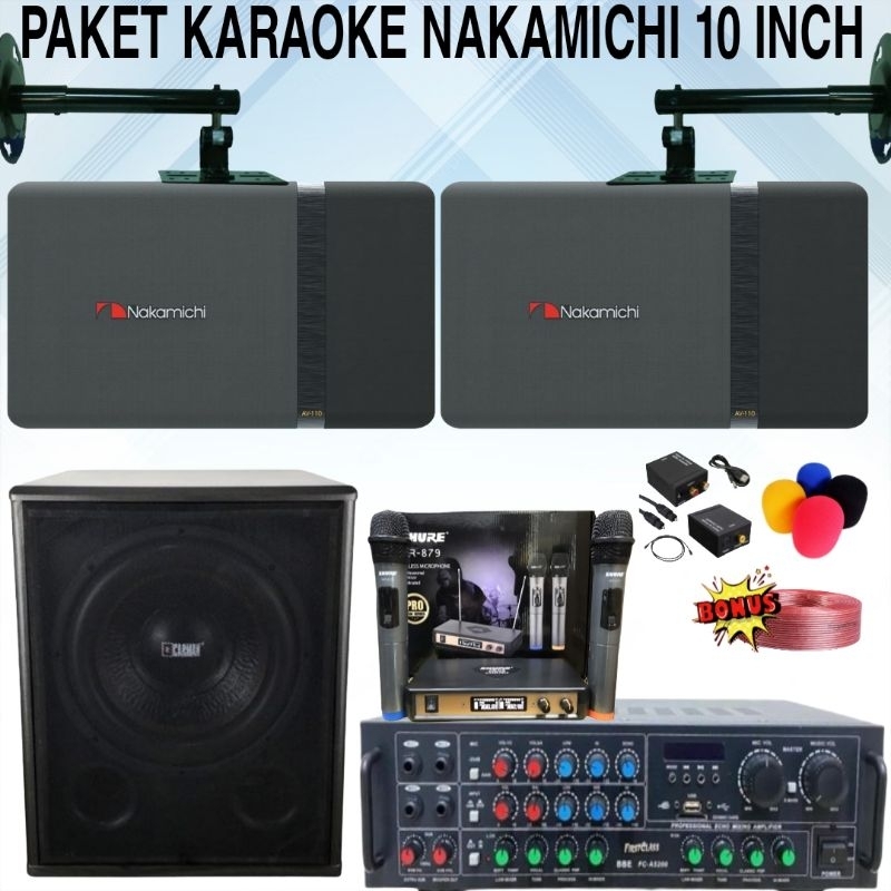 Jual PAKET KARAOKE RUMAHAN 2 SPEAKER 10 INCH NAKAMICHI PAKET KARAOKE