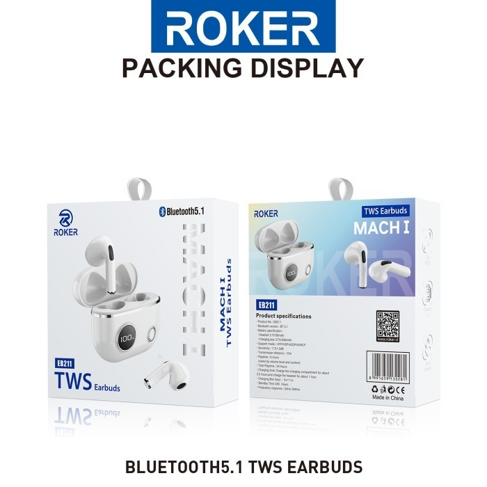 Jual TWS ROKER MACH I EB211 Bluetooth 5.1 True Wireless Sound Garansi ...