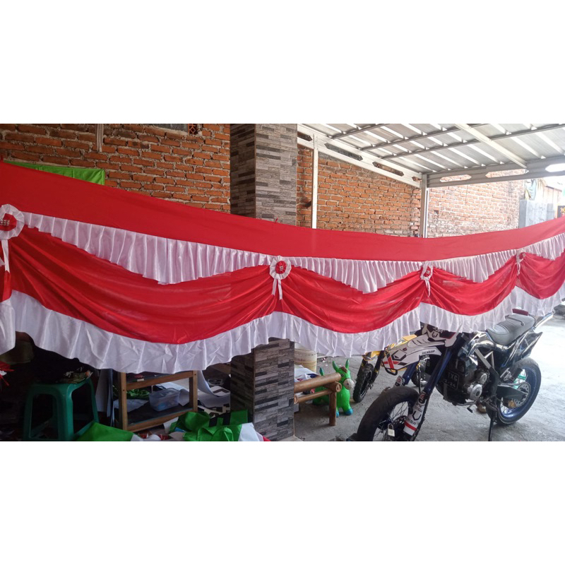 Jual bendera merah putih rumbai polos bendera merah putih panjang ...