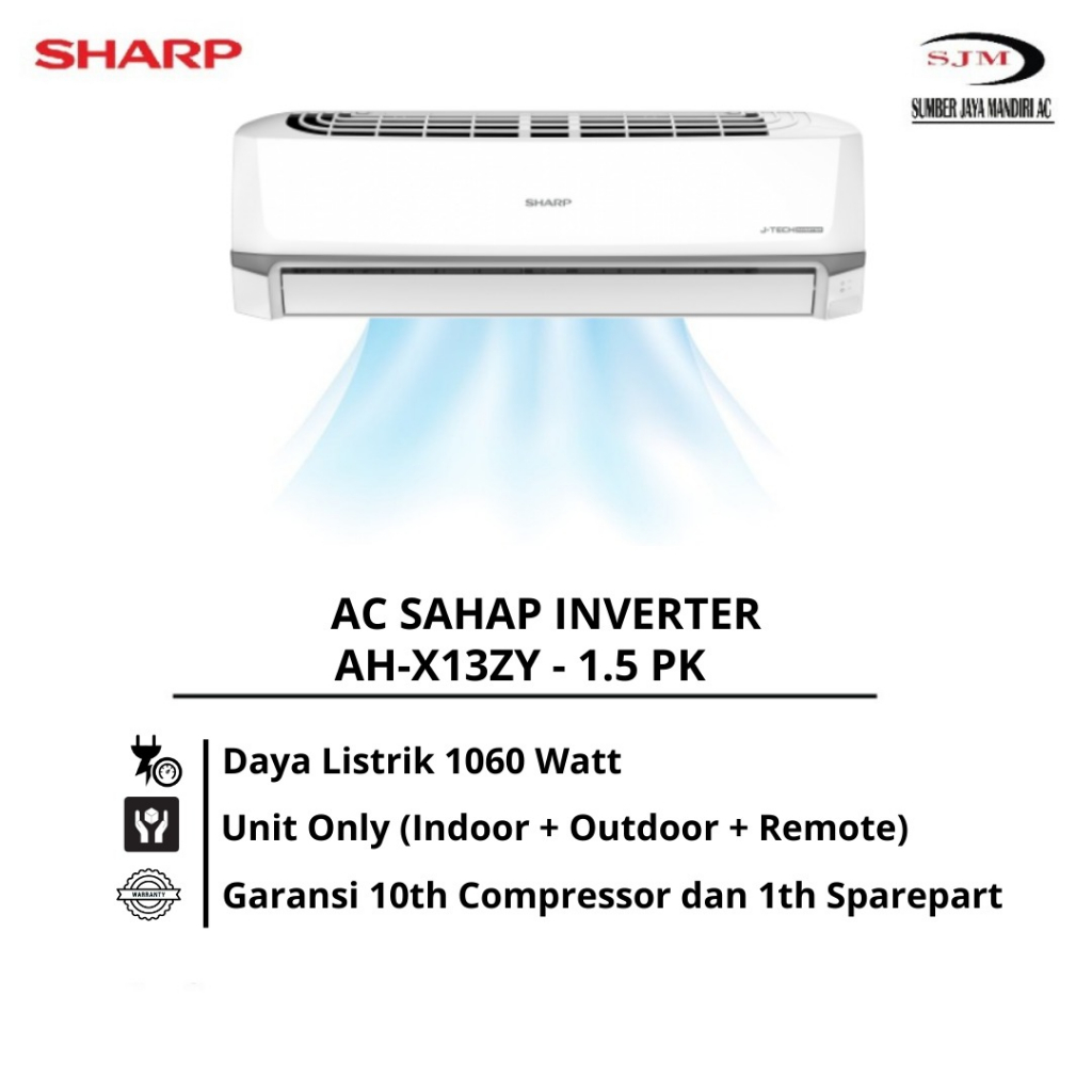 Jual AC SHARP INVERTER 1.5PK AH-X13ZY | Shopee Indonesia