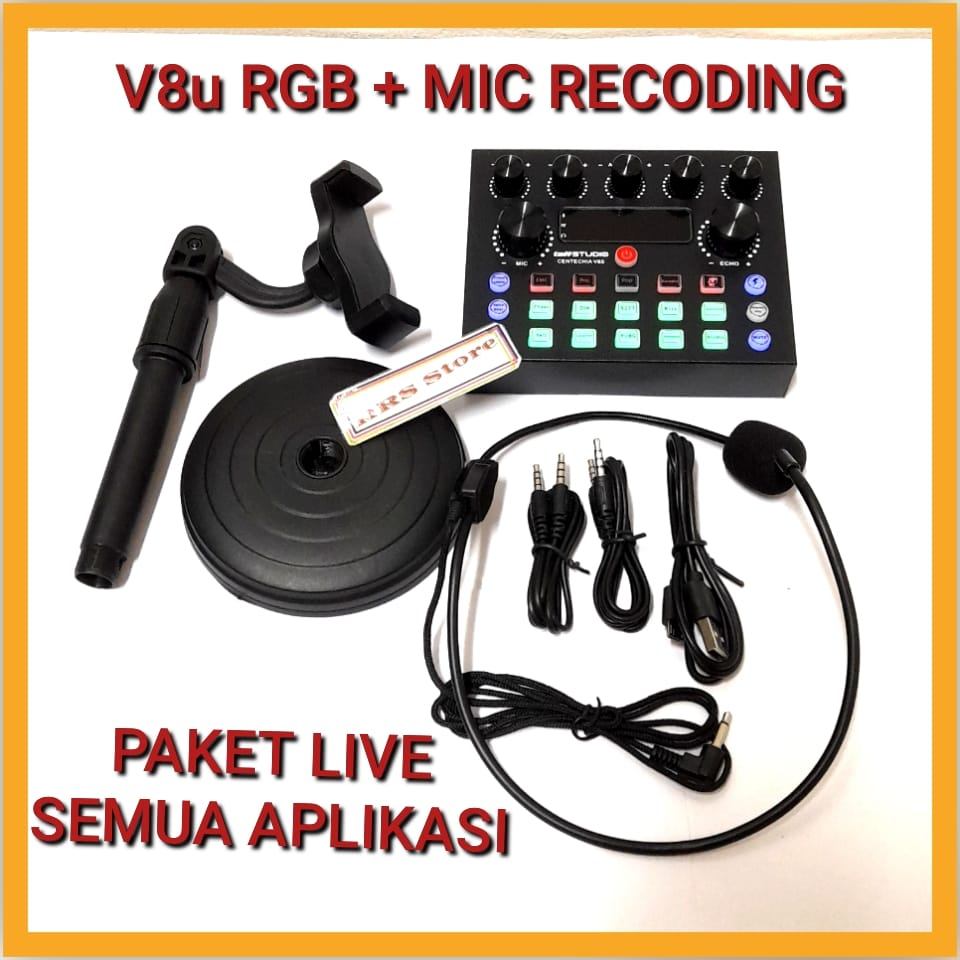Jual satu paket live semua aplikasi sound card v8u RGB dan mic klip ...