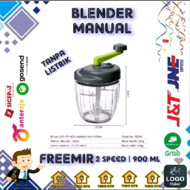 Jual BLENDER MANUAL TANPA LISTRIK 900ML FREEMIR Shopee Indonesia