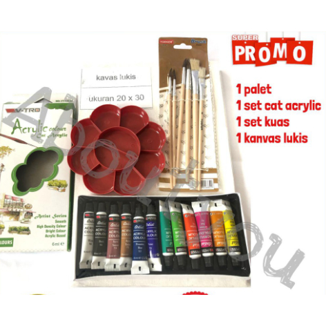 Jual Satu Set Palet Akrilik Lengkap Dengan Cat / Satu Set Paket Lukis ...