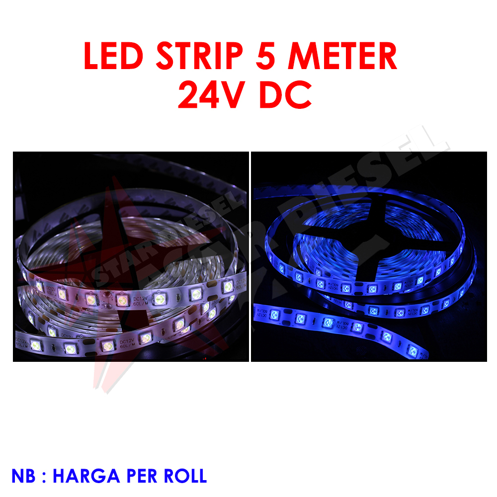 Jual LAMPU LED STRIP 5 METER MATA BESAR 5050 24VOLT DC SOKET | Shopee ...