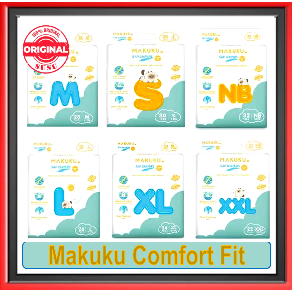 Jual MAKUKU SAP Diapers Comfort Fit Pants/Tape NB/S/M/L/Xl/XXL Popok ...