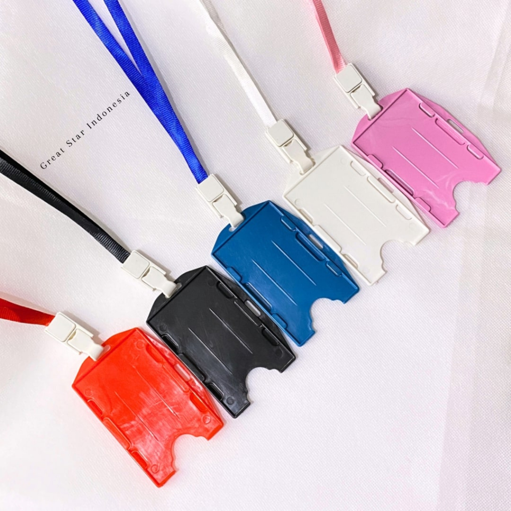 Jual FRAME ID CARD DOUBLE POTRAIT & LANDSCAPE + TALI ID CARD PULLER