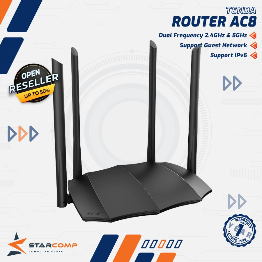 Jual Tenda Ac8 Ac1200 Dual Band Gigabit Wireless Router Mu Mimo 4 Antenna Shopee Indonesia 