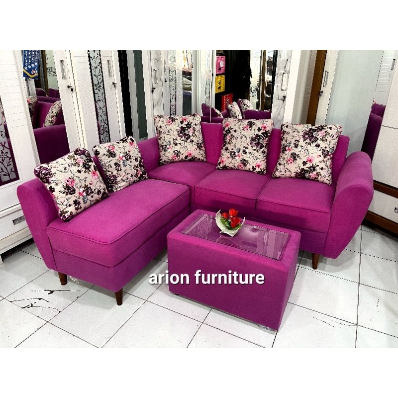 Jual Sofa L PUTUS/Sofa Minimalis Kaki Kayu/Sofa HARGA PROMO/SOFA ...