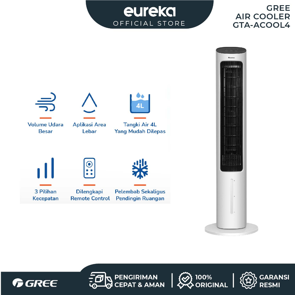 Jual GREE Tower Fan Air Cooler Kapasitas 4 Liter Model GTAACOOL4