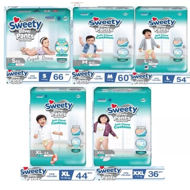 Jual SWEETY Silver Pants JUMBO Pack (Ready Semua Size) S M L XL XXL