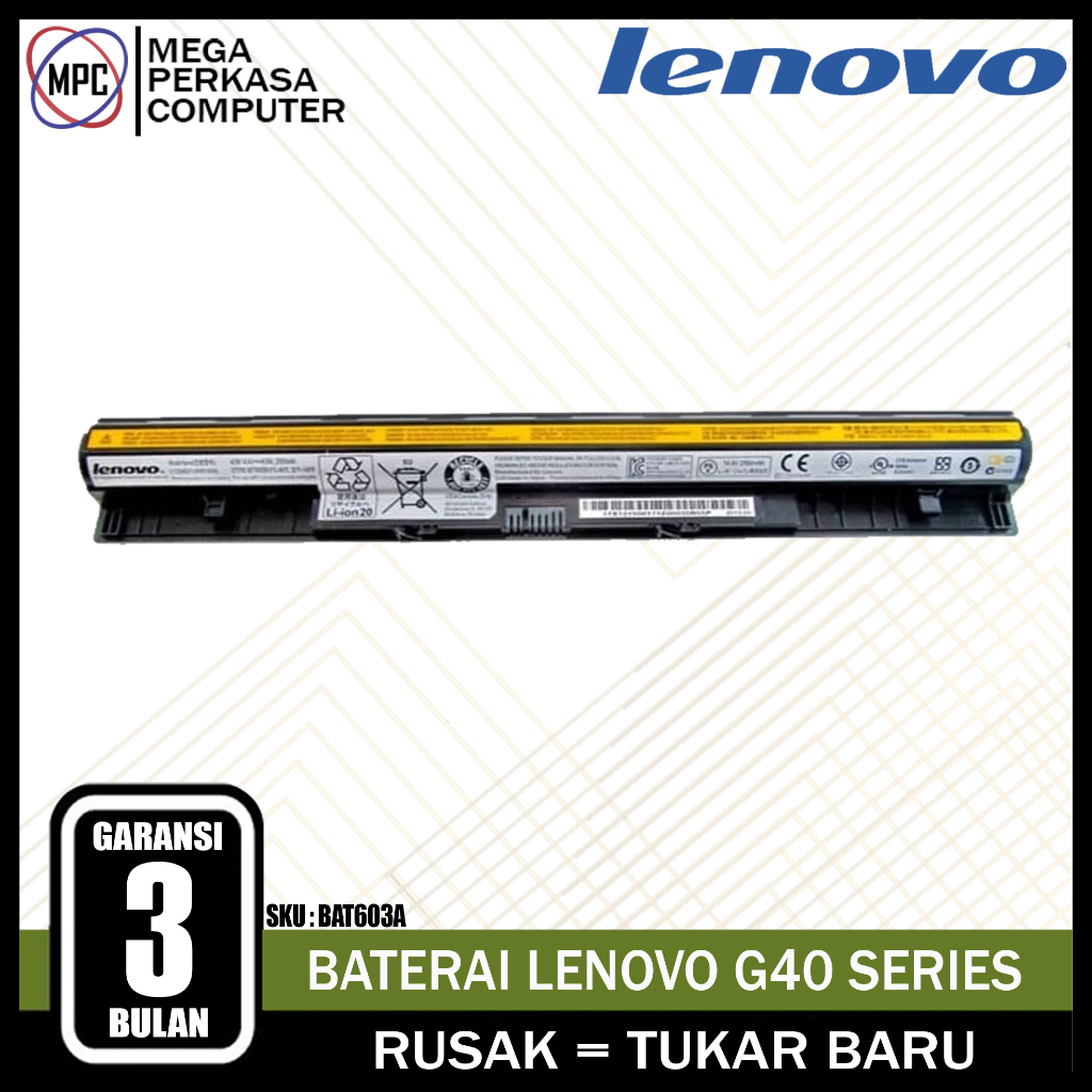 thumbnail image 2 of Replacement Battery For Lenovo G40-30, G50-45, G70, G50 – 14.8V 2600mAh Li-Ion (L12M4E01, L12M4A02) 2 of 5
