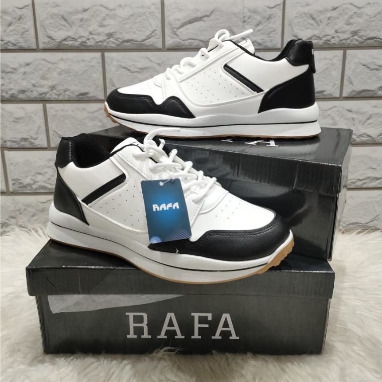 Jual RAFA Sepatu Sneakers Tali Pria Dewasa Hitam Putih Terbaru ...