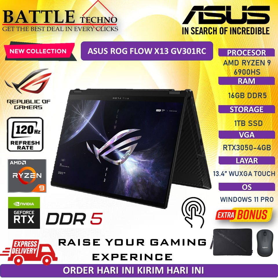 Jual Laptop Gaming Asus ROG Flow X13 GV301RC AMD RYZEN 9 6900HS 16GB ...